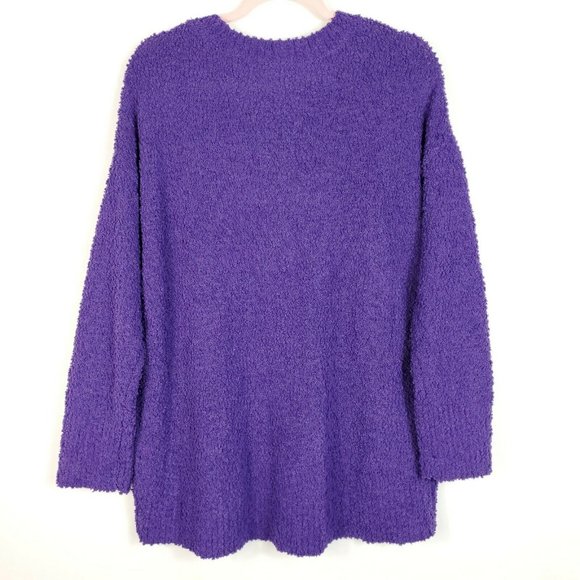 Seven 7 Womens Popcorn Chenille Sweater Size L Purple Long Sleeve Crew Neck New - Picture 2 of 11